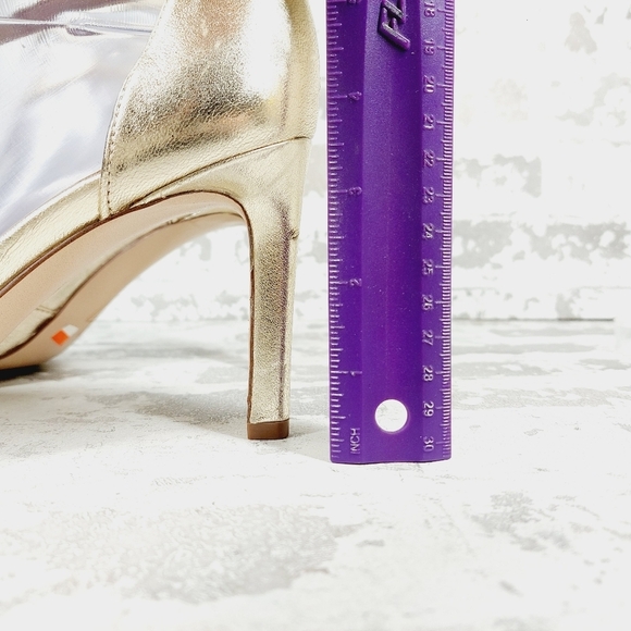 New Naturalizer 27 Edit Abilyn Wide Gold Leather Pointed Toe Heels K711 - Picture 2 of 14